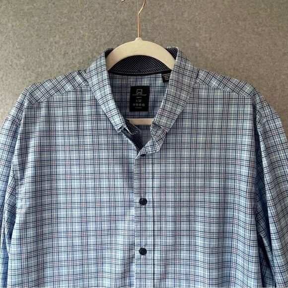 Michael Strahan Plaid Slim Fit No Iron Button Down SHirt sz. Large #AJ - Picture 2 of 9